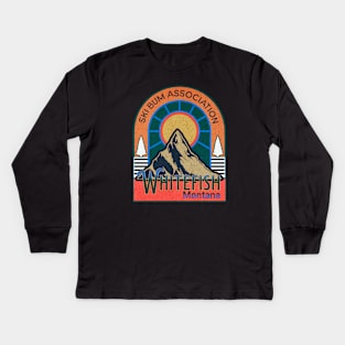 Ski bum Association whitefish Montana chapter mountain in the sunshine Kids Long Sleeve T-Shirt